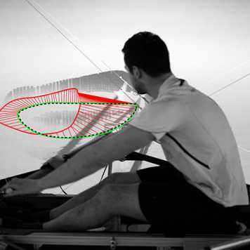 Enlarged view: Man rowing on simulator